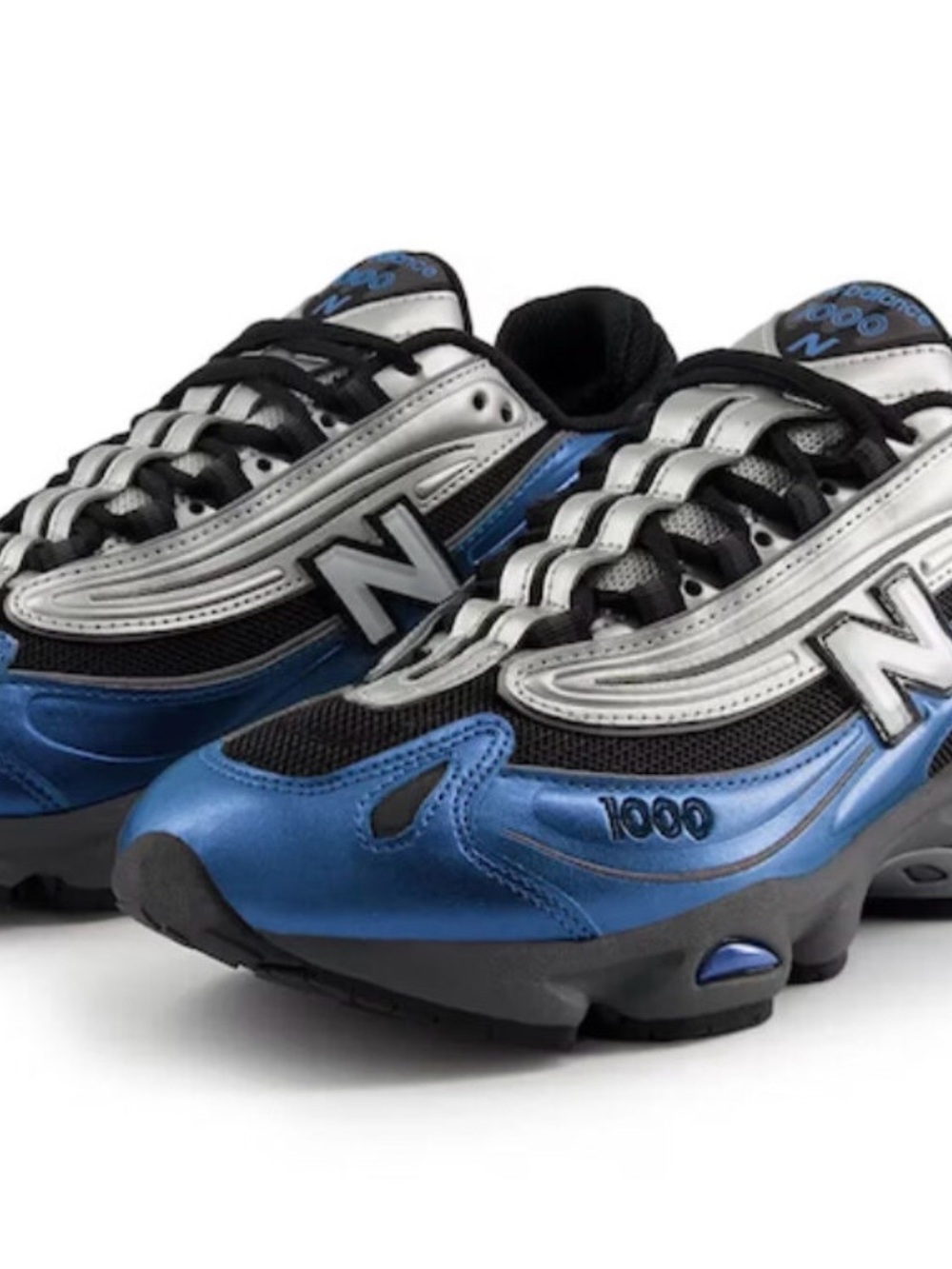 New Balance Men’s Metallic Blue and Silver 1000 Sneakers